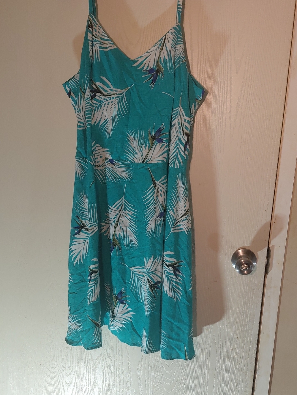 Apt. 9 Turquoise Palm-Print Spaghetti Strap Mini Dress